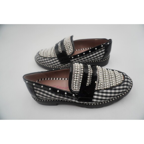 Betsey Johnson Shoes Women Darian Pearl Embellished Tailored Lug Sole Loafers 7M - Picture 5 of 11